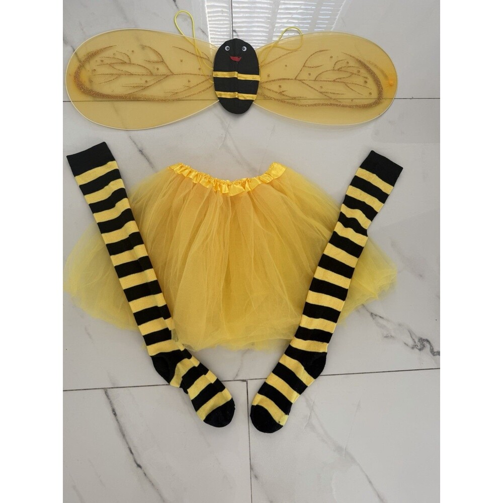 Bee Costume Accessories Set for Women Bee Tutu Striped Thigh High wings one size
